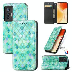 Per vivo X70 Colorful Coloring Horizontal Horizontal Custodia per cellulare in pelle con supporto e carta Slot & Portafoglio (Emerald)