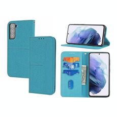Per Samaung Galaxy S22 + 5G texture texture cuciture magnetiche orizzontale flip custodia in pelle PU (blu)