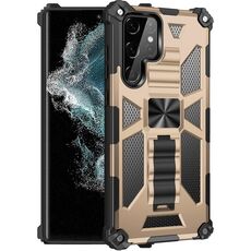 Per Samsung Galaxy S22 Ultra 5G Armatura antiurto TPU + PC Custodia protettiva magnetica con supporto (oro)