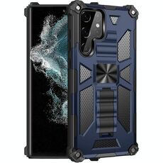 Per Samsung Galaxy S22 Ultra 5G Armour Armor TPU + PC Cassa del telefono protettiva magnetica con supporto (blu)