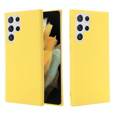 Per Samsung Galaxy S22 Ultra 5G Colore puro Liquid Silicone Antifurto Antiurto Cassa del telefono con copertura intera (Giallo)