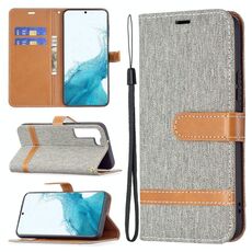 Per Samsung Galaxy S22 + 5G Colour Colour Color Denim Texture Custodia in pelle con supporto e carte Slot & Portafoglio e cordino (grigio)