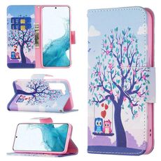 Per Samsung Galaxy S22 + 5G colorato modello disegno orizzontale flip custodia in pelle con supporto e carta slot e portafoglio (gufo)