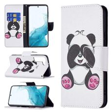 Per Samsung Galaxy S22 + 5G Colorato modello di disegno orizzontale flip custodia in pelle con supporto e carta slot e portafoglio (Panda)