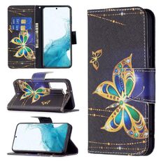Per Samsung Galaxy S22 + 5G colorato modello di disegno orizzontale flip custodia in pelle con supporto e carta slot e portafoglio (Big Butterfly)