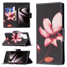 Per Samsung Galaxy S22 Ultra 5G Modello di disegno colorato in pelle orizzontale flip custodia con supporto e carte e portafoglio (Lotus)