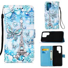 Per Samsung Galaxy S22 Ultra 5G Colorato Disegno Modello Plain Weave Telefono in pelle con supporto e carta Slot & Portafoglio e cordino (Torre Butterfly)