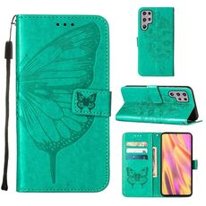Per Samsung Galaxy S22 Ultra 5G Cassa del telefono in pelle in cuoio in rilievo con supporto e carta Slot & Portafoglio e cordino (verde)