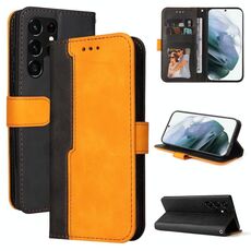 Per Samsung Galaxy S22 Uitra 5G Business Stitching-Color orizzontale Flip PU Custodia in pelle PU (arancione)