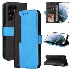 Per Samsung Galaxy S22 UITRA 5G Business Stitching-Color orizzontale flip custodia in pelle PU (blu)