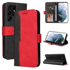 Per Samsung Galaxy S22 UITRA 5G Business Stitching-Color orizzontale flip custodia in pelle PU (rosso)