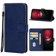 Cassa del telefono in pelle per ASUS ROG Phone 5 Pro (blu)