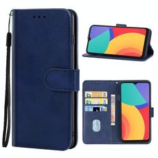 Cassa del telefono in pelle per Alcatel 1L (2021) (blu)