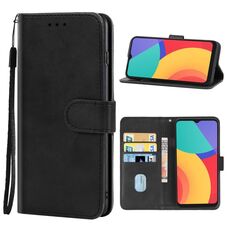 Cassa del telefono in pelle per Alcatel 1L (2021) (nero)