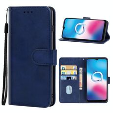 Cassa del telefono in pelle per Alcatel 3x (2020) (blu)