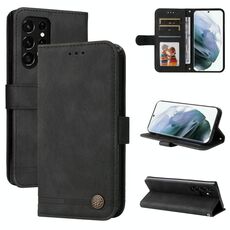 Per Samsung Galaxy S22 Ultra Skin Feel Life Tree Tree Metal Bull Horizontal flip custodia in pelle flip (nero)
