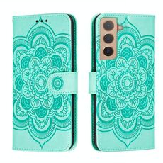 Per Samsung Galaxy S22 + 5G Sun Mandala Embossing Pattern Case in pelle con supporto e carte Slot & Portafoglio e cordino (verde)