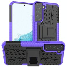 Per Samsung Galaxy S22 + 5G Texture pneumatici TPU antiurto TPU + Cassa del telefono PC con supporto (viola)