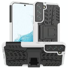 Per Samsung Galaxy S22 + 5G Trama pneumatico TPU antiurto TPU + Cassa del telefono PC con supporto (bianco)