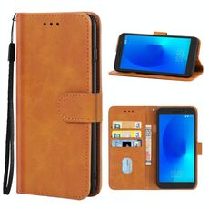 Cassa del telefono in pelle per Alcatel 1/1 2019 e 2021 / Vodafone Smart E9 (Brown)
