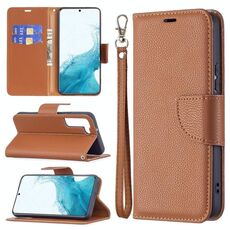 Per Samsung Galaxy S22 + 5G Litchi Texture Pure Color Horizontal flip Case con supporto e carta Slot & Portafoglio e cordino (Brown)