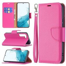 Per Samsung Galaxy S22 + 5G Litchi Texture Colore puro Colore orizzontale Cassa del telefono in pelle con supporto e carta Slot & Portafoglio e cordino (Rose Red)