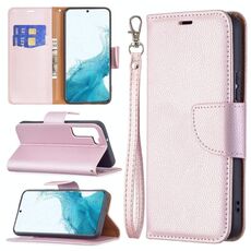 Per Samsung Galaxy S22 + 5G Texture Litchi Texture Pure Color Horizontal flip Case con supporto e carte Slot & Portafoglio e cordino (oro rosa)