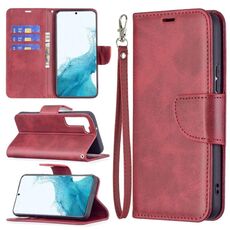 Per Samsung Galaxy S22 5G Retro Lambskin Texture Colore puro Colore orizzontale Cassa del telefono in pelle con supporto e carte Slot & Portafoglio e cordino (rosso)
