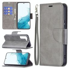 Per Samsung Galaxy S22 5G Retro Lambusskin Texture Color Pure Color Horizontal Custodia in pelle flip con supporto e carte Slot & Portafoglio e cordino (Grigio)