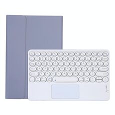 Y0N5-A TPU Tablet Case Lambskin Texture rotonda Keycap Tastiera Bluetooth Custodia in pelle con tablet con supporto e touchpad per Xiaomi Pad 5/5 Pro (viola)