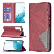 Per Samsung Galaxy S22 5G Prismatic Invisible Magnetic Horizontal flip Phone Custodia in pelle con supporto e carte Slot e cornice fotografica (rosso)