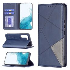 Per Samsung Galaxy S22 5G Prismatic Invisible Magnetic Horizontal flip Phone Custodia in pelle con titolare e slot per schede e cornice fotografica (blu)