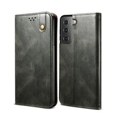 Per Samsung Galaxy S22 5G Semplice cera Crazy Horse Texture orizzontale flip in pelle custodia con slot per schede e supporto (verde scuro)