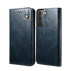 Per Samsung Galaxy S22 5G Semplice cera Crazy Horse trama orizzontale flip in pelle custodia con slot e supporto per carte (blu)