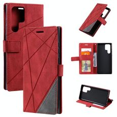 Per Samsung Galaxy S22 Ultra 5G Skin Self Senti Splicing Horizontal flip custodia in pelle flip (rosso)