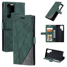 Per Samsung Galaxy S22 Ultra 5G Skin Self Senti Splicing Horizontal flip custodia in pelle flip (verde)