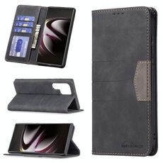 Per Samsung Galaxy S22 Ultra 5G Magnetic Split Phone Custodia per cuoio (nero)