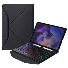 BA08S Retroilluminazione Diamond Texture Bluetooth Custodia in pelle con tastiera Bluetooth con supporto Triangolo Supporto per Samsung Galaxy Tab A8 2021 SM-X205 / SM-X200 (nero + nero)