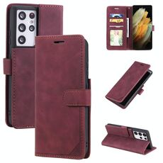Per Samsung Galaxy S21 Ultra 5G Sensazione della pelle Atmosfera Anti-Theft Brush Blip in pelle flip custodia in pelle (rosso)