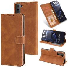 Per Samsung Galaxy S22 Ultra 5G Fantasy Classic Skin-Feel Feel Plufskin Texture Fibbia Magnetica orizzontale Flip PU Custodia in pelle PU con supporto e carta Slot & Portafoglio (Brown)