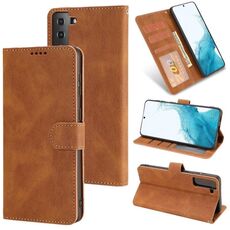 Per Samsung Galaxy S22 + 5G Fantasy Classic Skin-Feel Feel Vitello Texture Magnetico Fibbia Magnetica orizzontale Flip PU Custodia in pelle PU con supporto e carta Slot & Portafoglio (Brown)