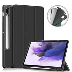 Per Samsung Galaxy Tab S7 FE 12.4 Custodia in pelle orizzontale orizzontale TPU a colori solido con supporto a 3 volte e funzione Sleep / Wake-up (nero)