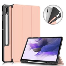 Per Samsung Galaxy Tab S7 FE 12.4 Custodia in pelle orizzontale TPU a colori solido con supporto a 3 volte e supporto per dormire / sveglia (oro rosa)