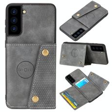 Per Samsung Galaxy S22 + 5G Doppio fibbia PU + TPU Cassa del telefono magnetico (grigio)