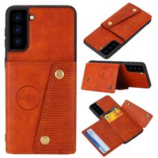 Per Samsung Galaxy S22 + 5G Doppio fibbia PU + TPU Cassa del telefono magnetico (marrone)