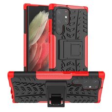 Per Samsung Galaxy S22 Ultra 5G Tire Texture TPU + Cassa del telefono PC con supporto (rosso)