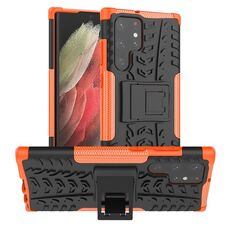 Per Samsung Galaxy S22 Ultra 5G Pneumatico Texture TPU + Cassa del telefono PC con supporto (arancione)