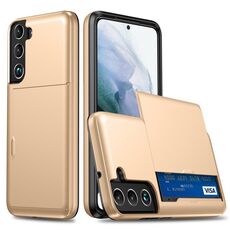 Per Samsung Galaxy S22 + 5G Cassa del telefono dell'armo antiurto con slot per schede (oro)