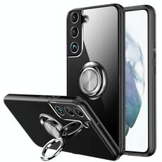 Per Samsung Galaxy S22 + 5G Cassa del telefono TPU TPU opaco antiurto con supporto ad anello (nero trasparente)