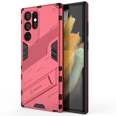 Per Samsung Galaxy S22 Ultra 5G Armor Punk 2 in 1 PC + TPU Cassa del telefono antiurto con supporto invisibile (rosso chiaro)
